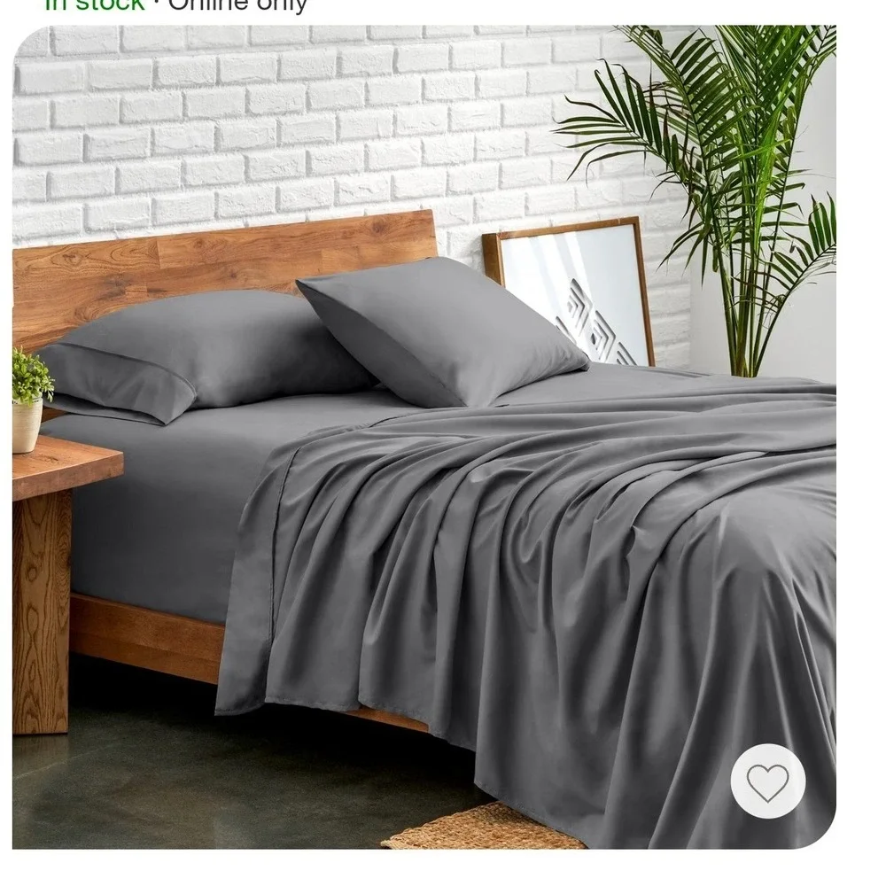 Bare Home Sheet Set Cal King Grey NWT 4 Piece Ultra Soft Microfiber Deep Pocket